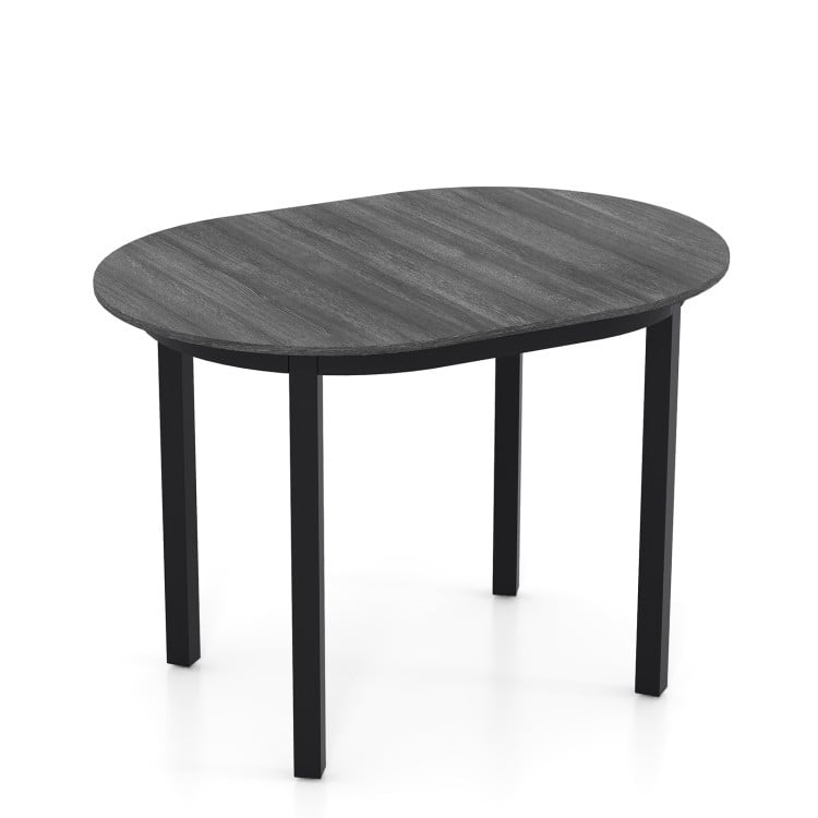 Black and Dark Grey Rubber Wood MDF Oval Dining Table with Sturdy Legs - 43" x 31" x 30"