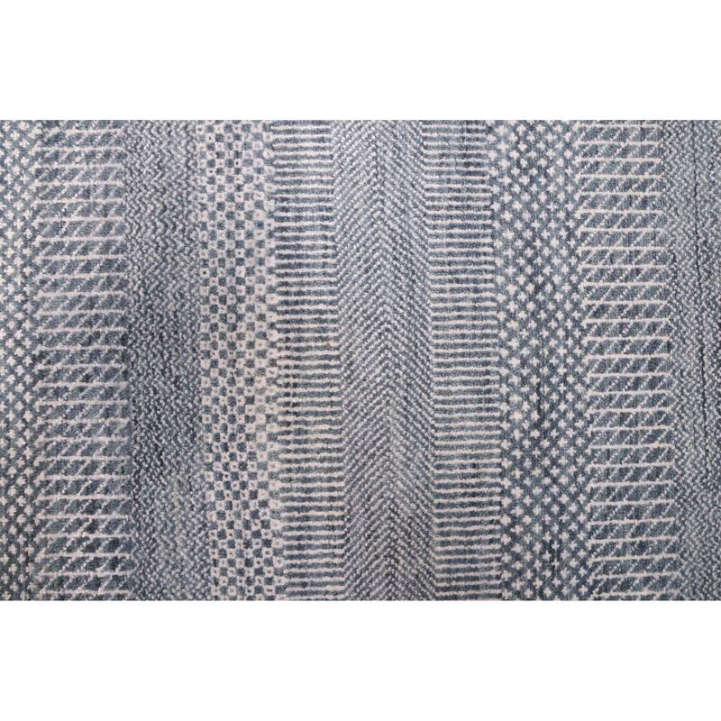 ECARPETGALLERY Hand-knotted Finest Silk Shadow Navy Silk, Wool Rug - 9'1 x 12'3