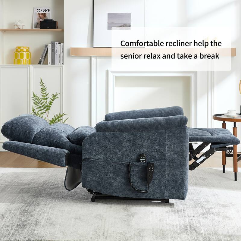 350 Lbs Leatherair Power Lift Recliner Chair,Heavy Duty Motion Mechanism With 8-Point Vibration Massage And Lumbar Heating