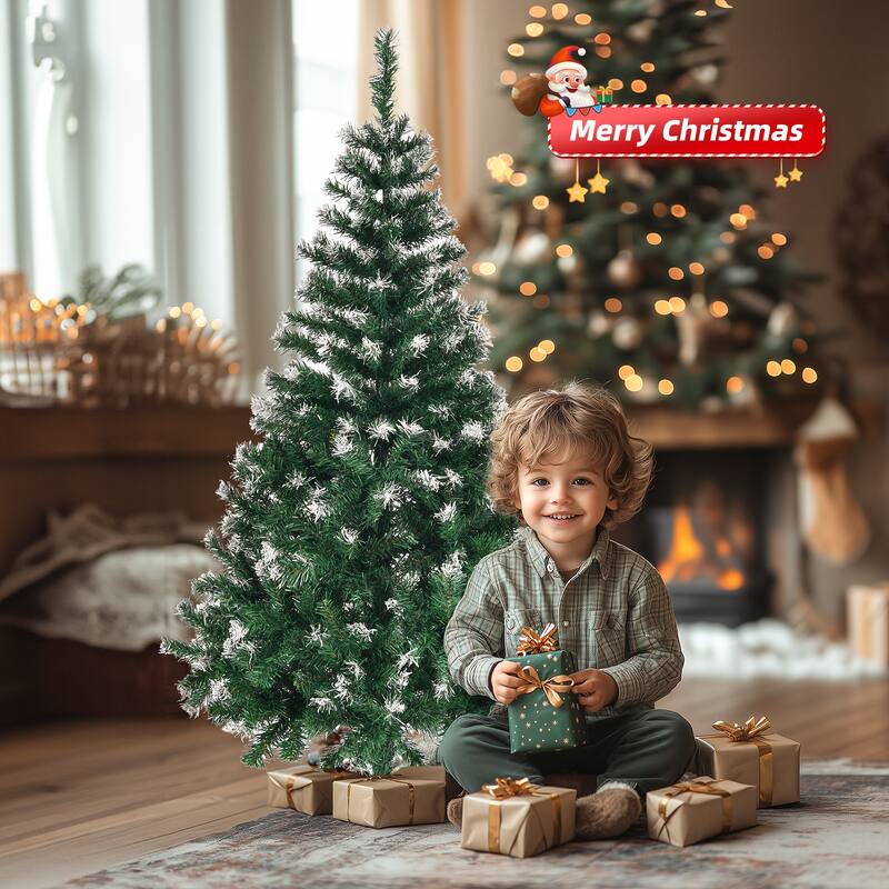 5-Foot Snow-Tipped Artificial Christmas Tree with 480 PVC Branch Tips and Metal Stand - 5 Feet