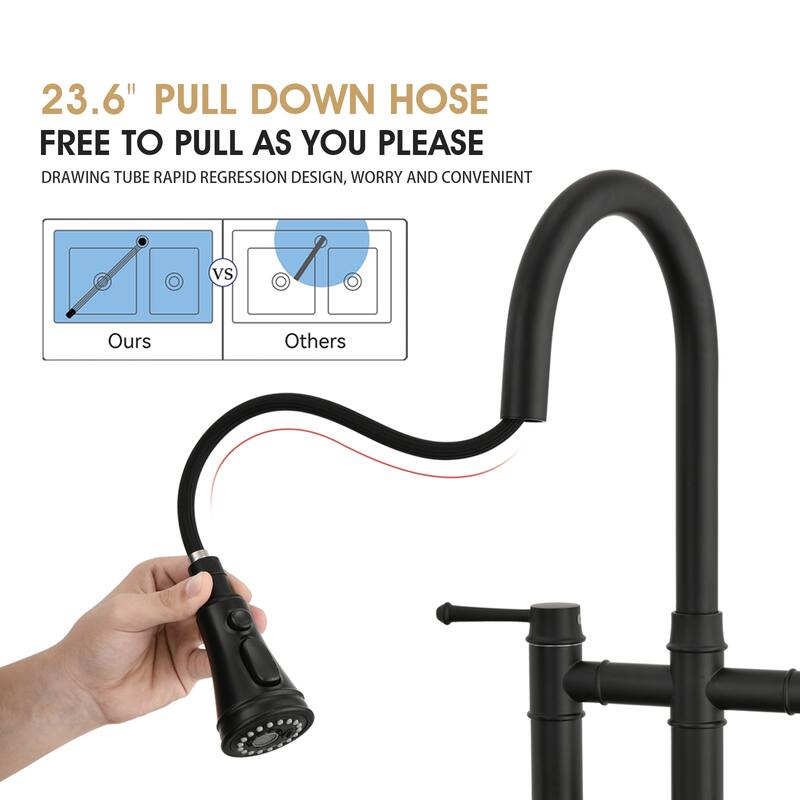 Dornberg 2-handle Bridge Kitchen Faucet With Pull-out Sprayer