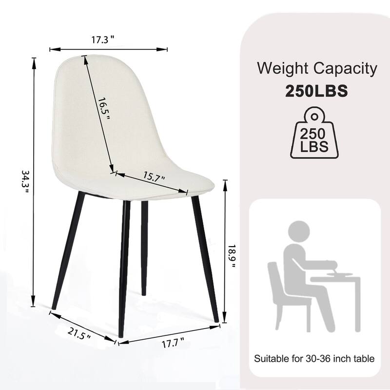 Homy Casa 5-Piece Dining Room Set with Modern White Table and 4 Upholstered Side Chairs