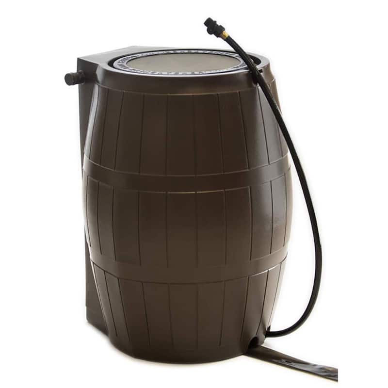 FCMP Outdoor 50-Gallon BPA Free Home Rain Water Catcher Barrel, Brown (4 Pack) - 20