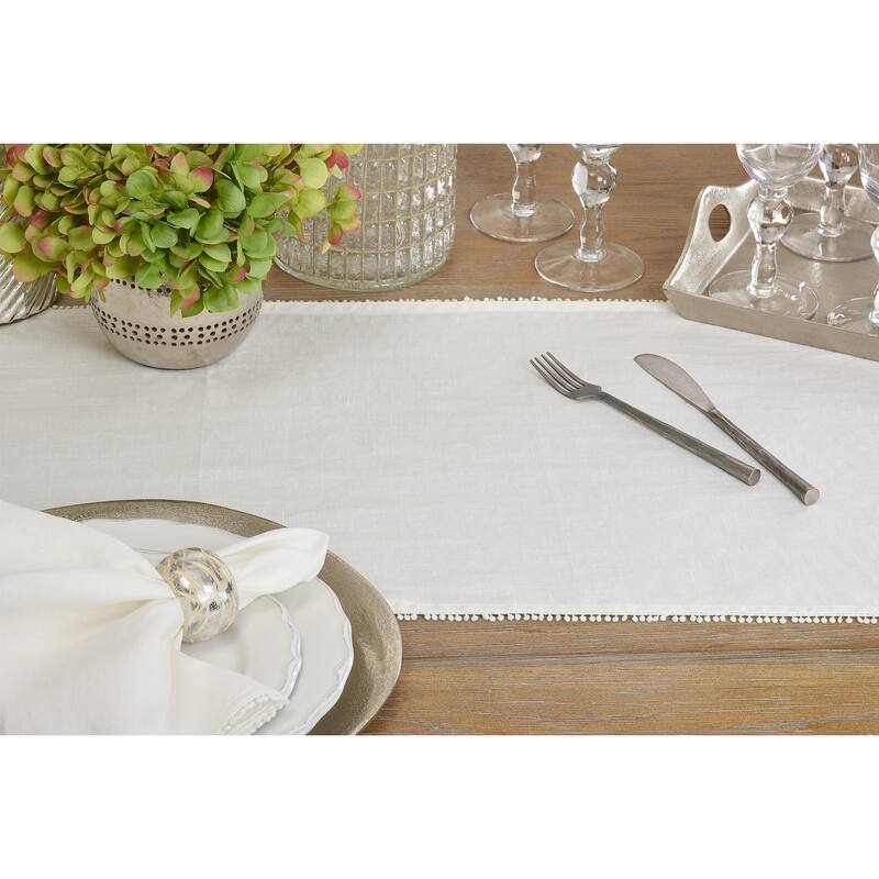 Table Runner With Pom Pom Design