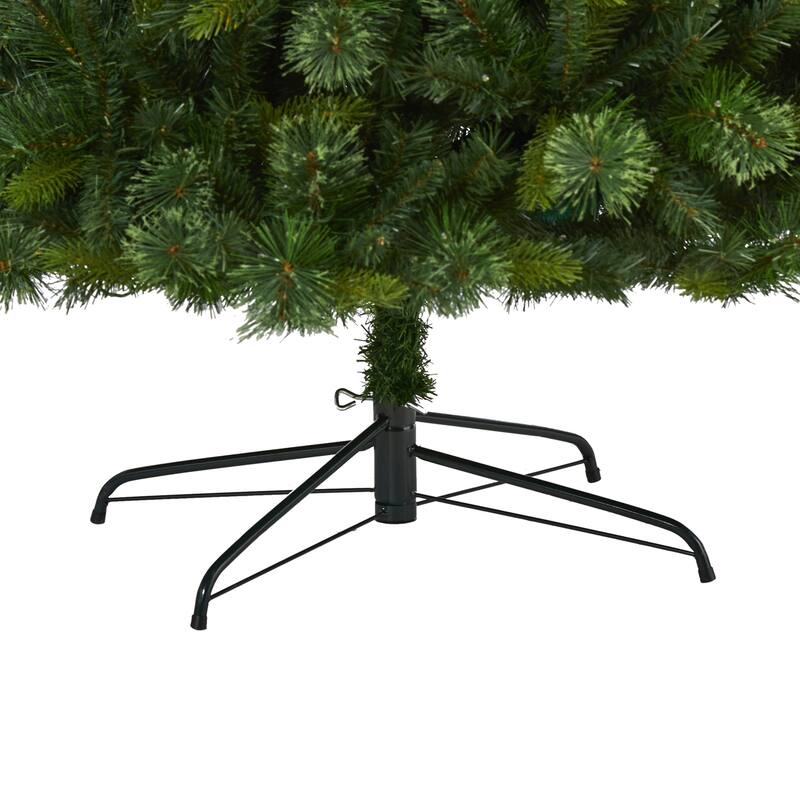 8Ft Artificial Christmas Tree with Lights - Holiday Spruce Tree, Pine Cones & Berries - Festive Home Decor - Green - 96