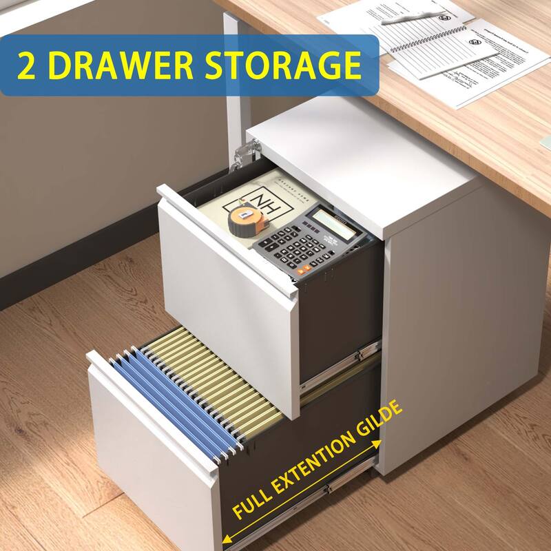 2 Drawer Metal Mobile File Cabinet with Lock for Hanging Legal/Letter/A4 Size