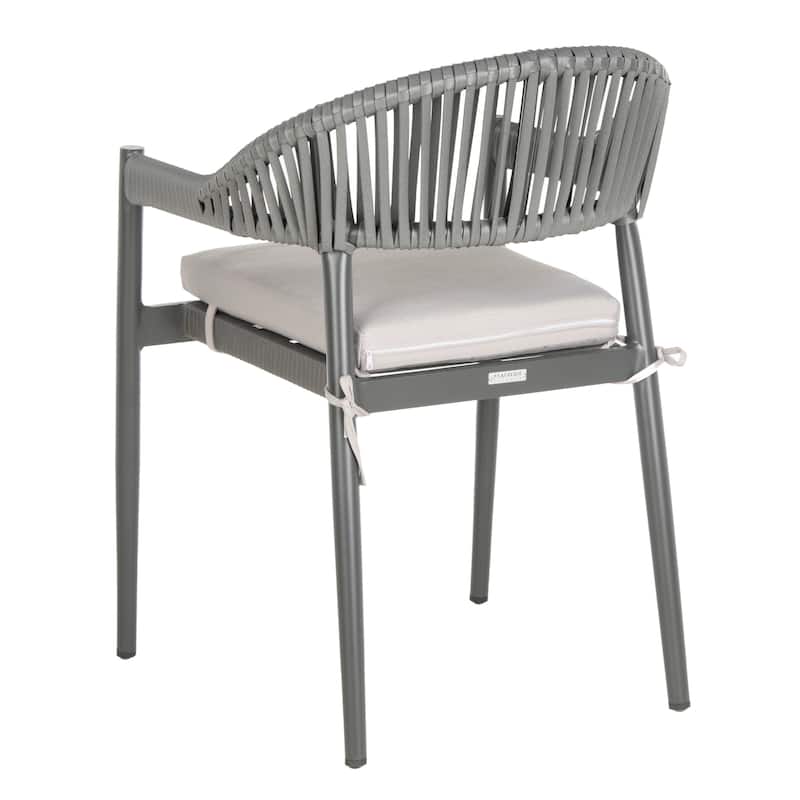 SAFAVIEH Outdoor Shae Rope Chair - Grey (Set of 2) - 22Wx24Dx31H