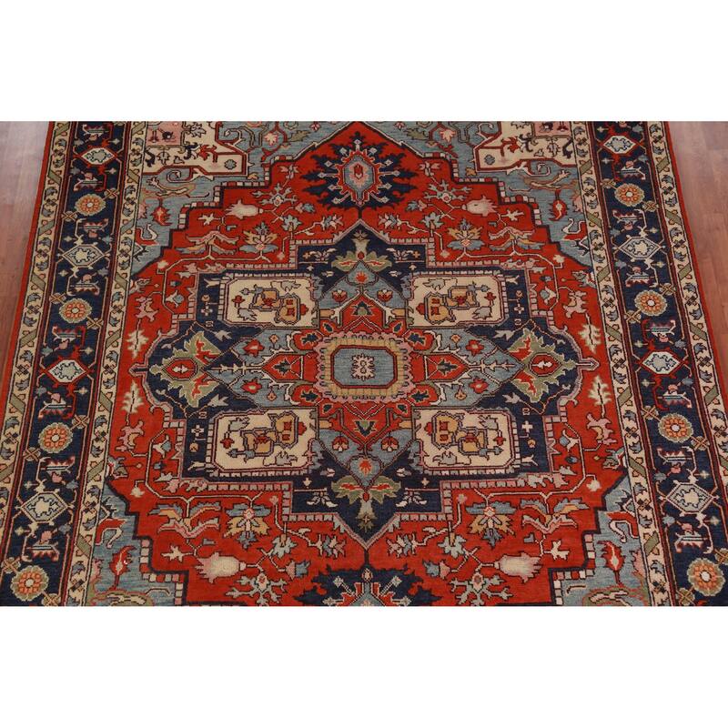 Traditional Heriz Serapi Indian Area Rug Handmade Wool Carpet - 8'11" x 11'11"