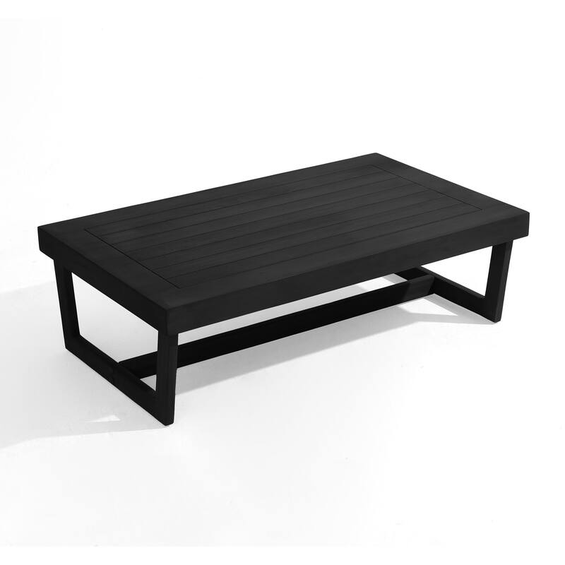 4Piece Wood Outdoor Loveseat Chair Conversation Set with Table Cushion