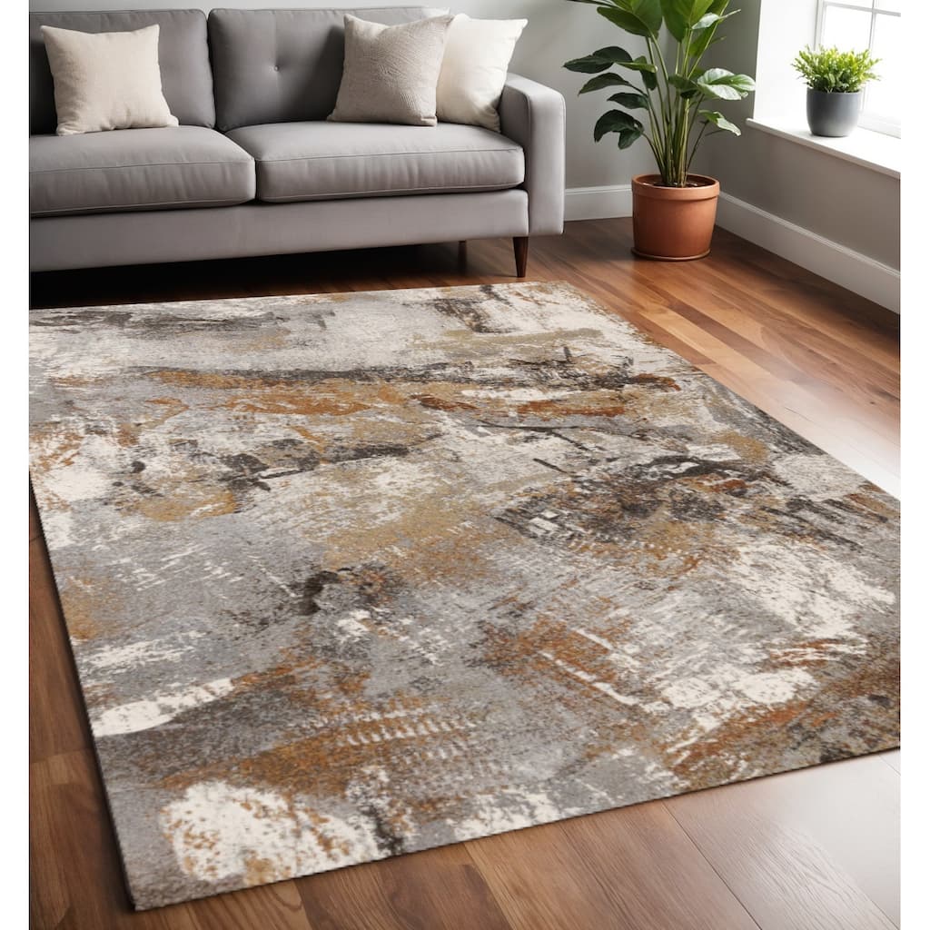 HomeRoots Abstract Modern Rectangle Area Rug - 5' X 8'