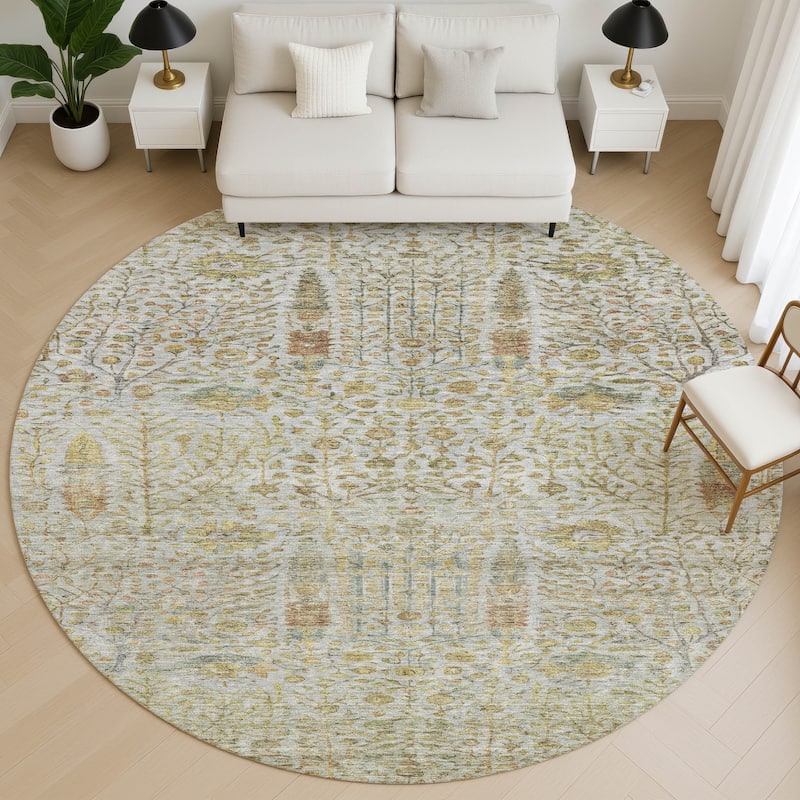 Premium Washable Super Soft Global Ravey Mayfield Rug - Linen - 8' x 8'