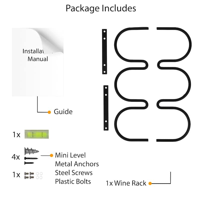 Wallniture Dijon Wine Rack, Wall Storage for 3 Bottles, Black