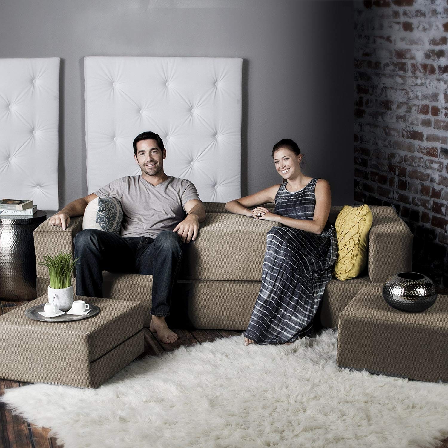 Porch Den California King Convertible Sleeper Sofa and Ottomans