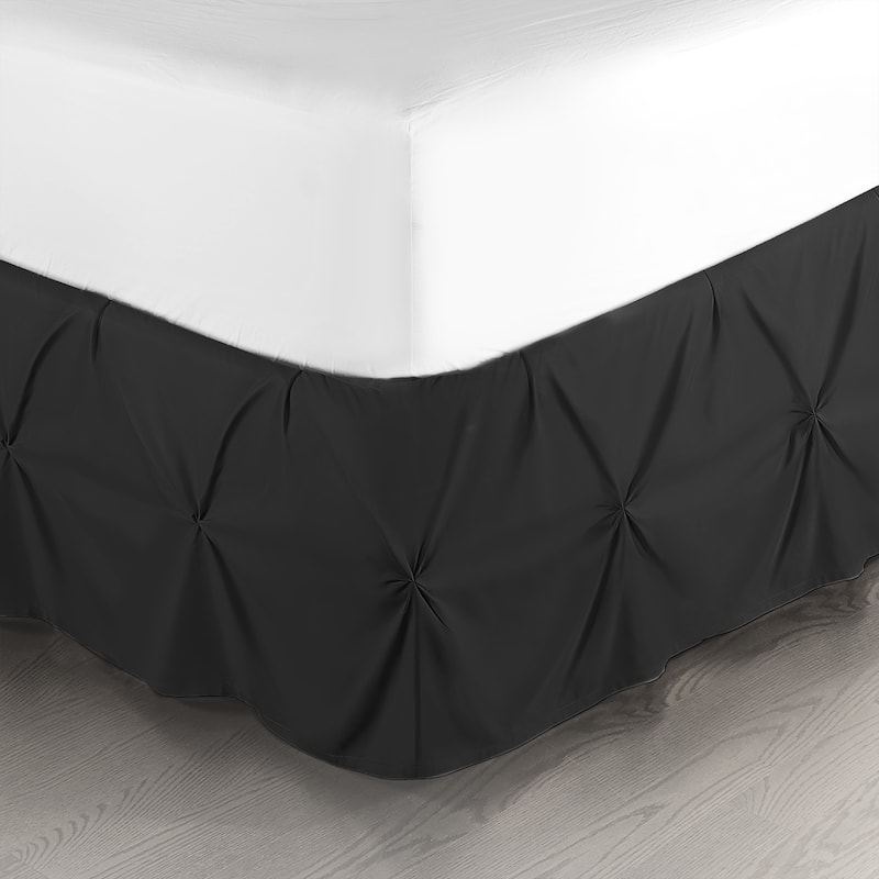 Nestl Pinch Pleat Bed Skirt - Soft Premium Microfiber Ruffle Bed Skirt - 14" Tailored Pintuck Wrap Around Dust Ruffle