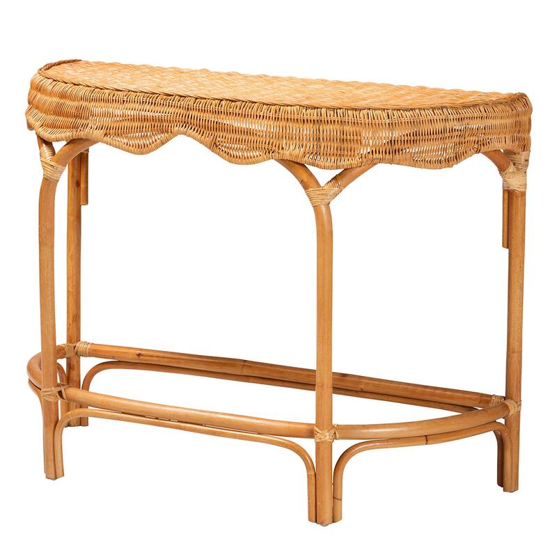 Wakana Modern Bohemian Natural Brown Rattan Console Table - Wicker