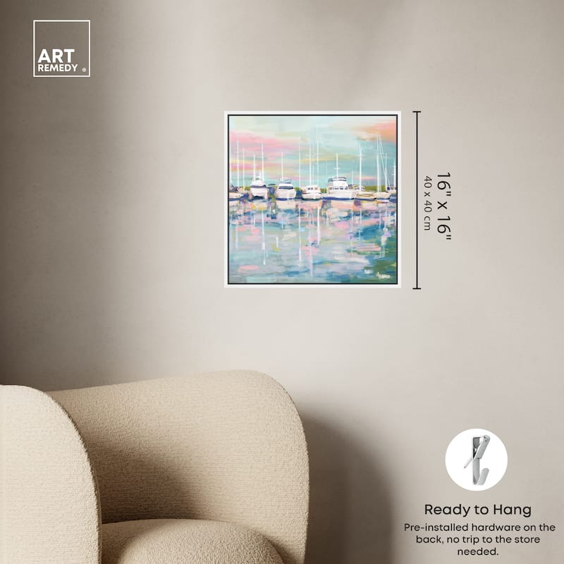 Art Remedy Coastal Dock Framed Sailing 1 Piece Canvas Wall Art