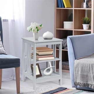 3 Tier Nightstand Sofa Side Table with Baffles and Round Corners - Bed ...