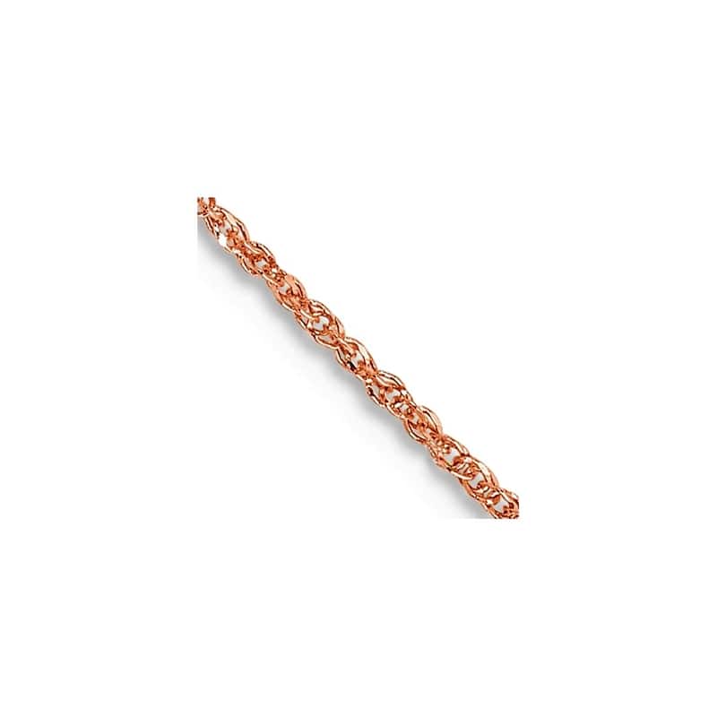 Curata 14K Rose Gold Solid 0.7mm Diamond-Cut Ropa Chain Necklace Options: 16 18 20 24