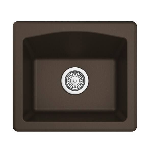 slide 2 of 40, Karran Drop-in or Undermount Quartz Single Bowl Kitchen Sink Brown