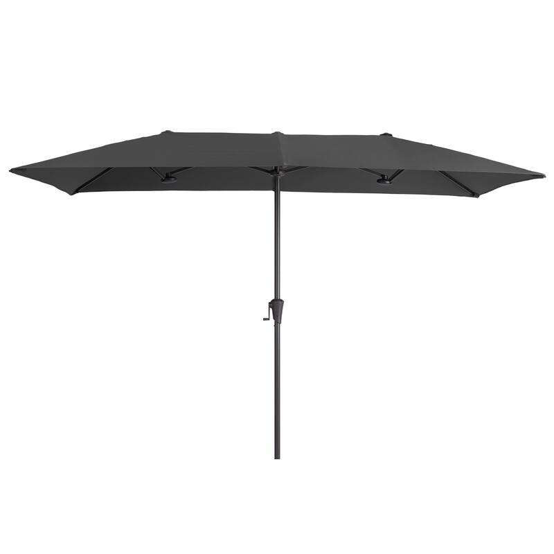 LIVOOSUN 10 x 6.5Ft Large Double-Sided Rectangular Outdoor Patio Market Umbrella with Crank, Gray
