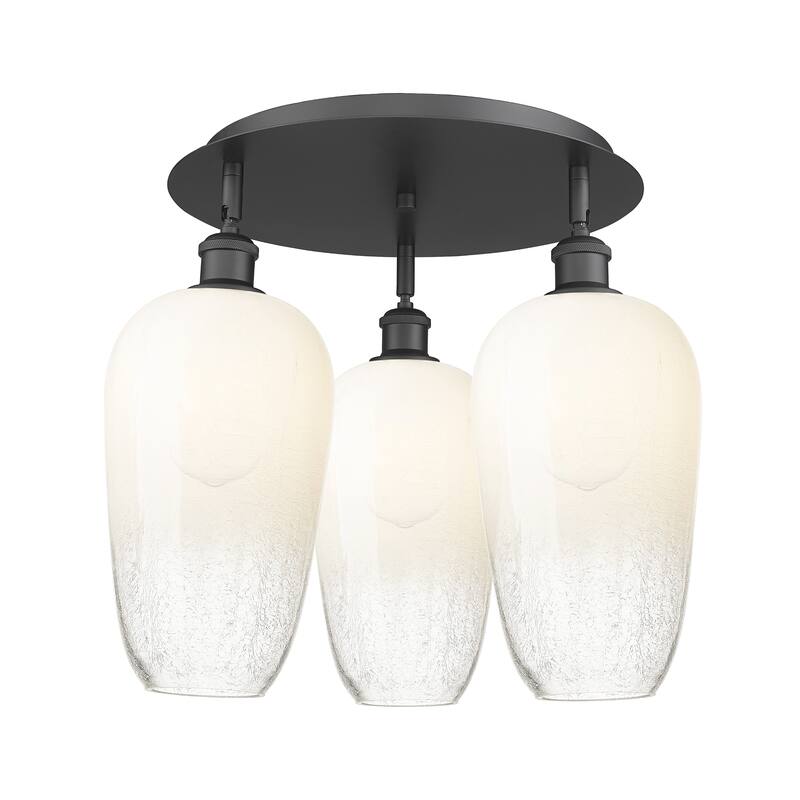 Innovations Lighting Endless Possibilities Ballston - Brookhaven Flute - 3 Light 19" Flush Mount - Matte Black/Opal