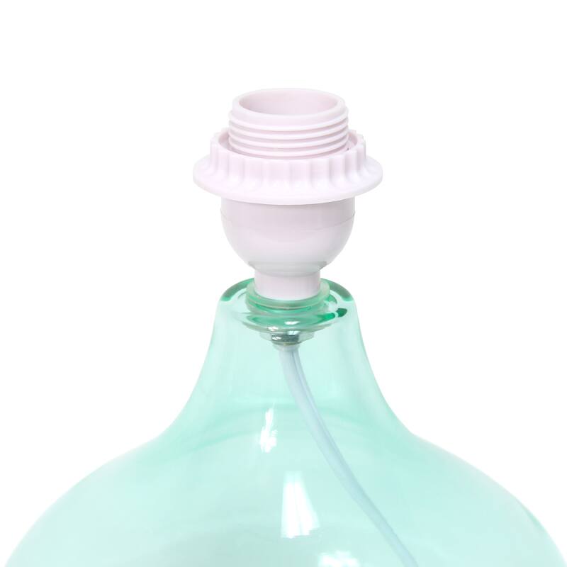 13.75" Decorative Glass Accent Table Lamp with Soft Fabric Shade Perfect for Living Room or Bedroom - 9"L x 9"W x 13.75"H