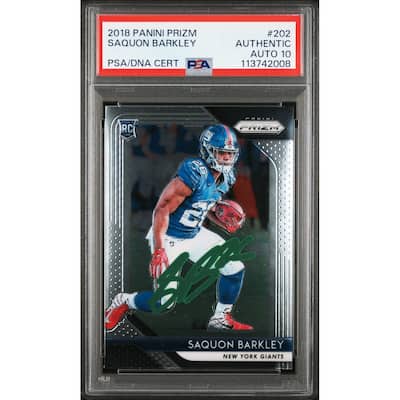 Saquon Barkley 2018 Panini Prizm Signed Rookie Card #202 Auto Graded PSA 10 2008 - 8' x 11'