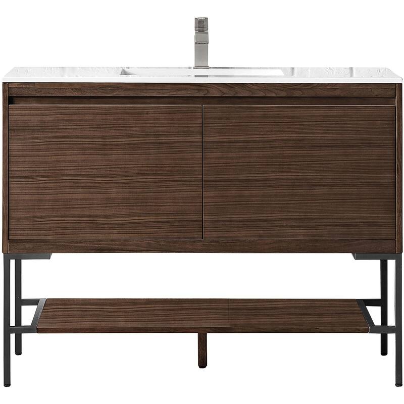 James Martin Vanities 805-V47.3-MB-GW Mantova 48" Single Basin Poplar - Mid-Century Walnut - Walnut Finish