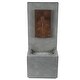 preview thumbnail 5 of 7, Grey and Brown Cement Column Outdoor Fountain with LED Light