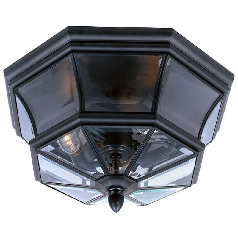 Roseto Gaines 3 Light 15" Wide Outdoor Ceiling Fixture with Clear - Mystic Black