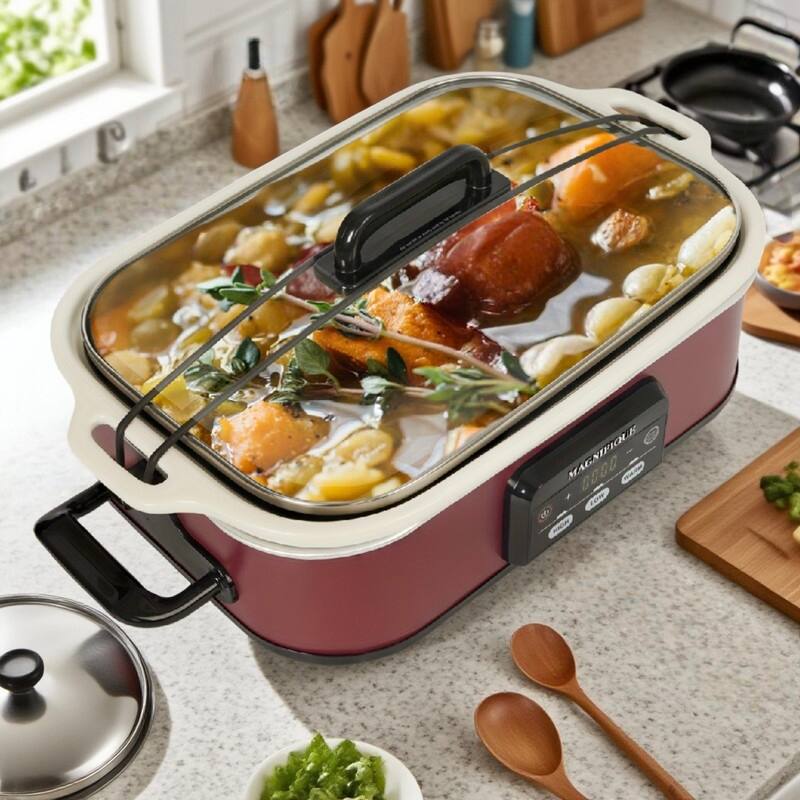 Red Digital slow cooker with Ceramic Inner Liner - Red - 4 Quart