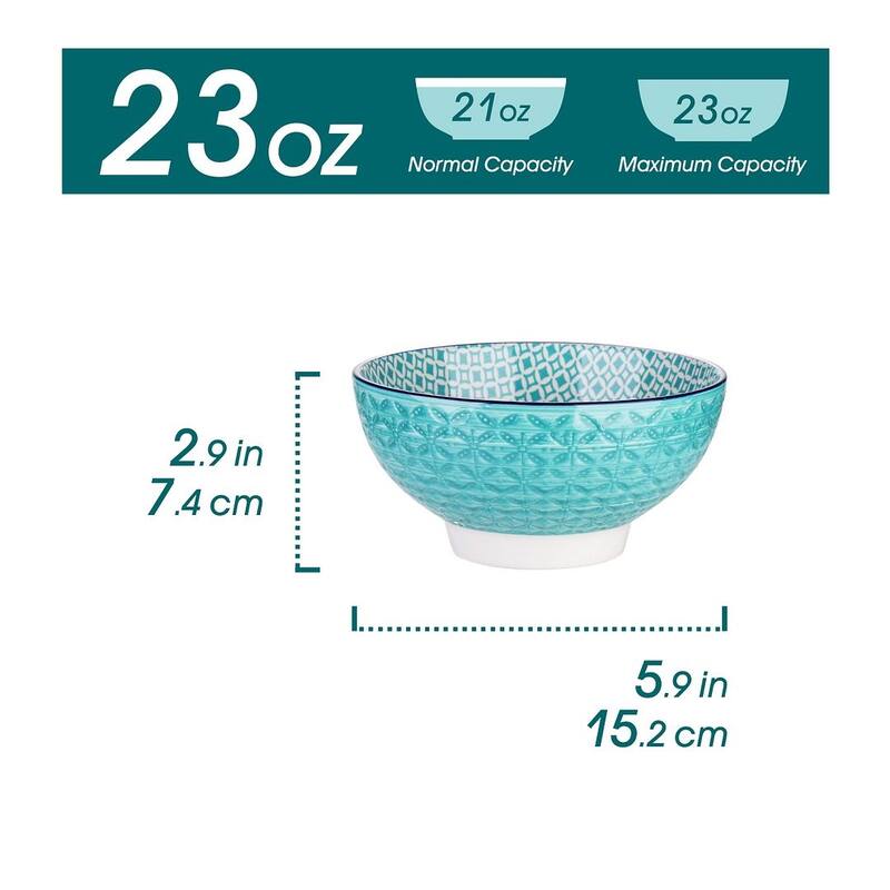 vancasso Macaron Porcelain 23Oz. Oriental Cereal Bowls Set