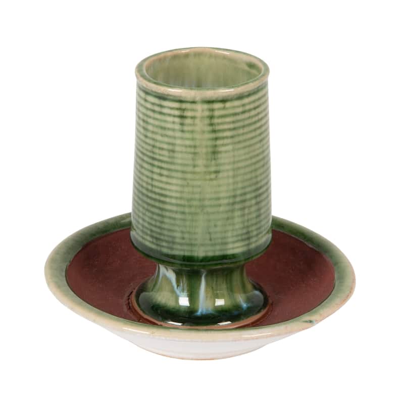 Stoneware Match Holder with Striker Plate - 5.5"L x 5.5"W x 5.0"H - Green