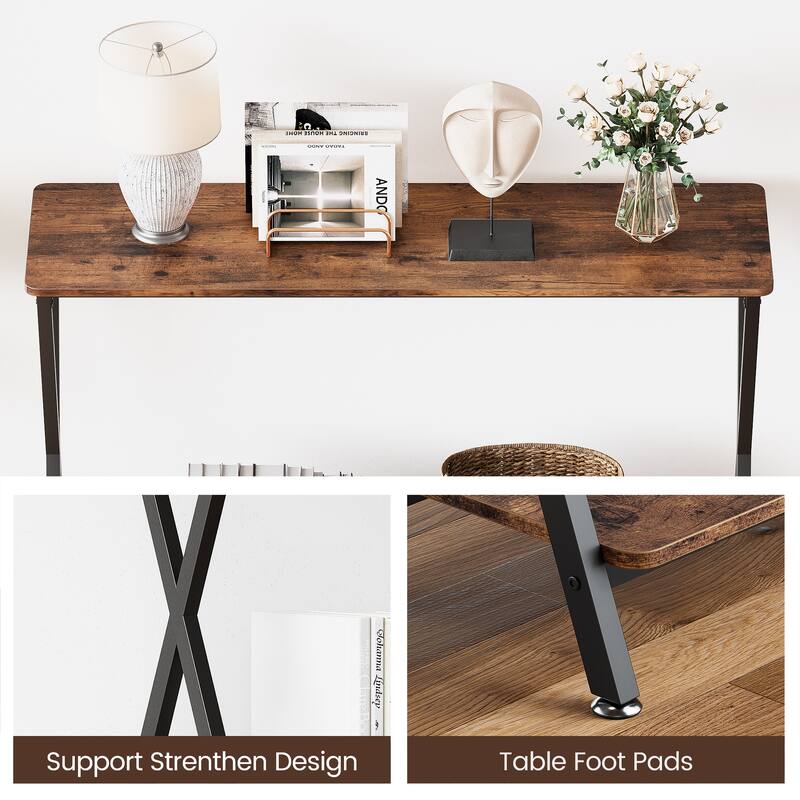 Sofa Tables Narrow Entryway Table with Storage Shelf and Metal Frame