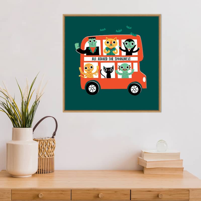 Amanti Art Spooky Bus Framed Canvas Wall Art