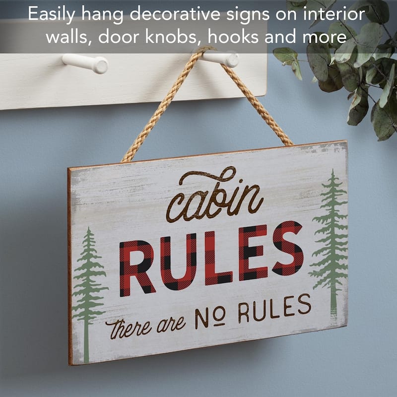 Cabin Rules Decorative Hanging Wood Sign 9.5” by 5.75”