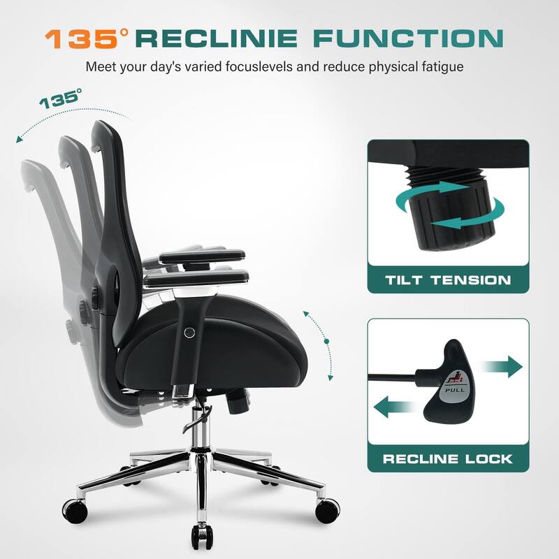 Big and Tall Office Chair with Wide Thick Seat Cushion for Heavy People, Ergonomic Computer Mesh Desk Chairs with Armrests