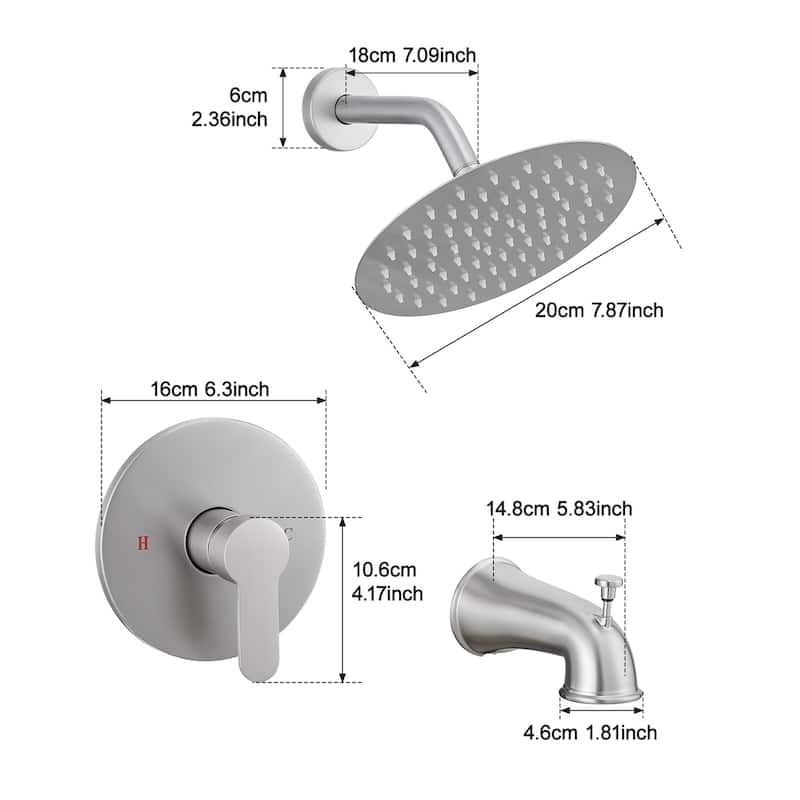 8-inch Wall-Mounted Rain Shower System with Stainless Steel Shower Faucet