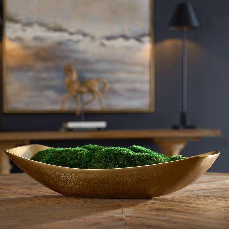 Moss Venice Centerpiece - 20" - Green and Antique Brass Finish
