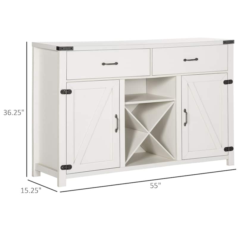HomCom Wooden Farmhouse Sideboard Storage Buffet Cabinet