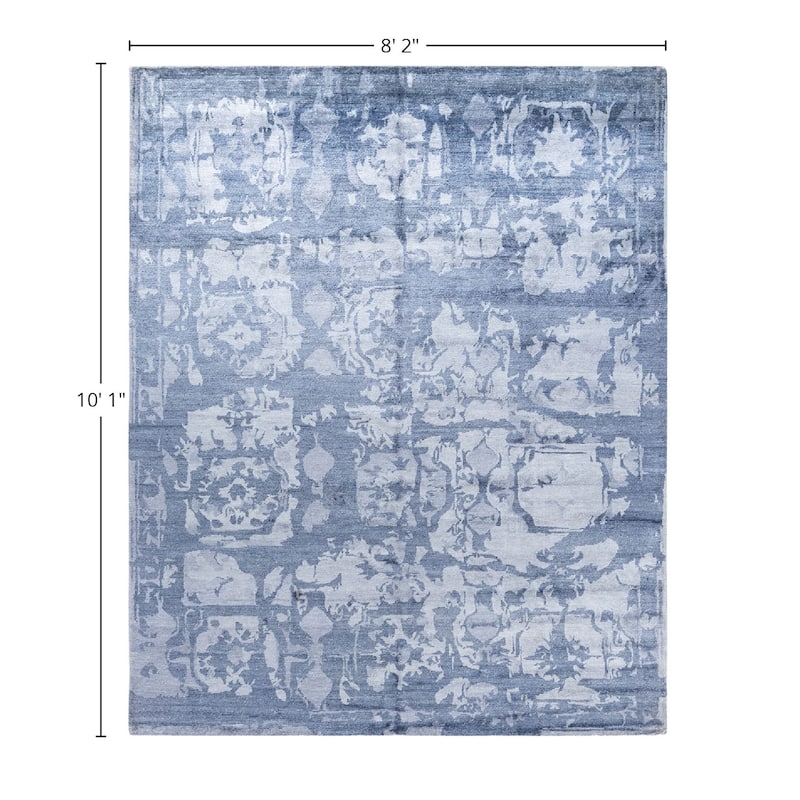 Modern One-of-a-Kind Hand-Knotted Area Rug - Gray, 8' 2" x 10' 1" - 8' 2" x 10' 1"