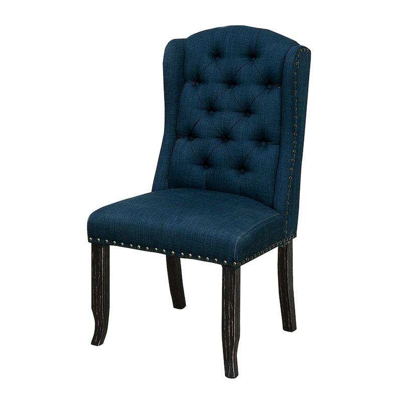 Tays Tufted Linen Wingback Dining Chairs (Set of 2) by Furniture of America