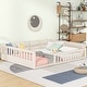 preview thumbnail 3 of 17, Full Size Floor Bed Frame with Guardrail, Toddler Floor Bed Frame with Slat Support for Kids Girls Boys, No Box Spring Needed