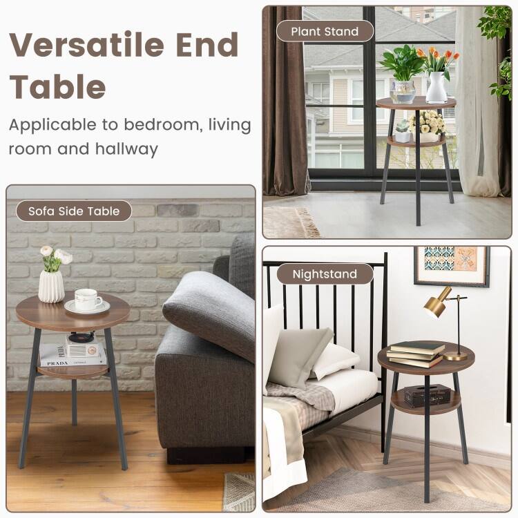 Side Table with 2 USB Charging Ports for Living Room