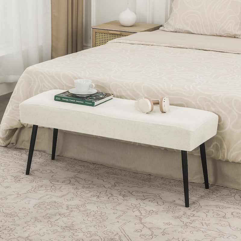 Adeco Modern End of Bed Bench Tufted Ottoman