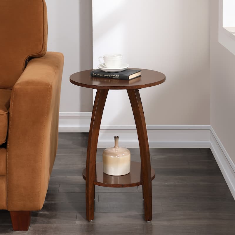 End Table with Shelf Solid Wood Two-Tier Storage Scandinavian Modern Design Accent Furniture for Stylish Interiors - 17.75