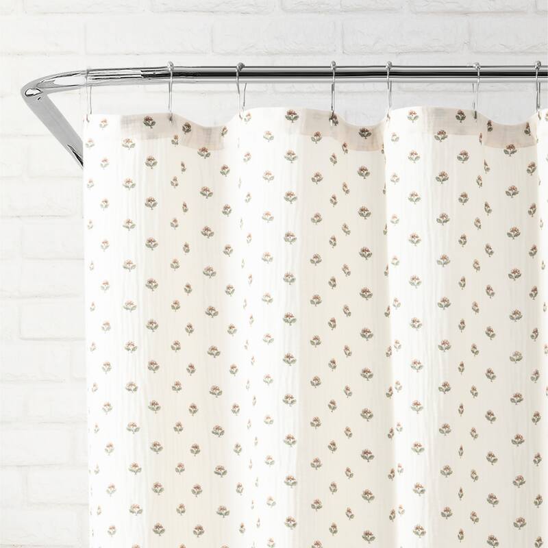 Peri Home Block Print Gauze Shower Curtain