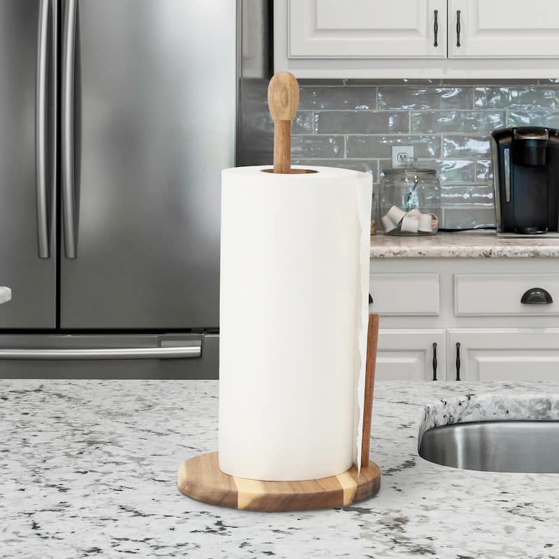 MegaChef 14 inch Acacia Wood Paper Towel Holder