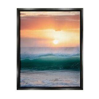 Stupell Orange Sunset Rolling Ocean Waves Framed Floater Canvas Wall ...