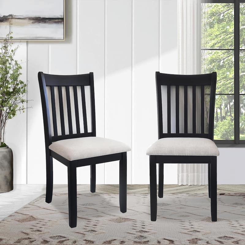 Set of 2 White Finish Dining Room Chairs with Cushioned Seats